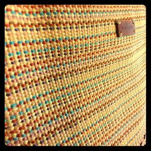 Relic leather and straw handbag